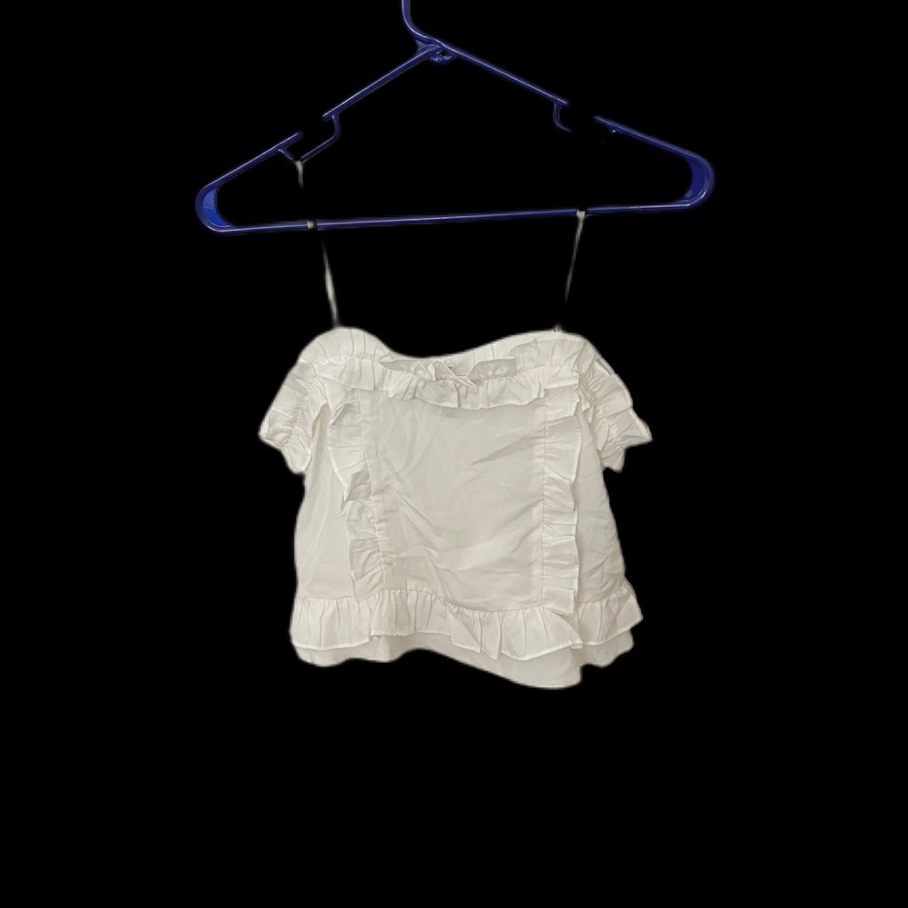 Forever21 cropped lightweight white ruffle size S